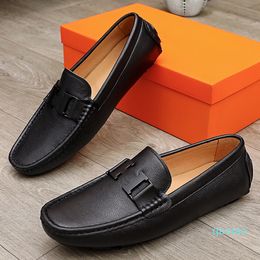 Top quality Dress Shoes fashion Men Black Genuine Leather Calfskin shoe size:38-45 box Pointed Toe Mens Business Oxfords gentlemen drive tra