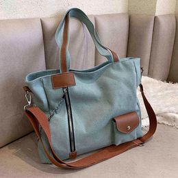 Shopping Bags Casual Canvas Tote Shoulder for Women Fashion Large Capacity Spring New Shopper Design Handbags Luxury Bag Woman Crossbody 220307