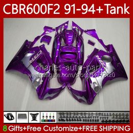 Bodywork For HONDA +Tank 600FS CBR600F2 600CC 1991-1994 Body 63No.231 CBR 600 CBR600 F2 FS CC 600F2 91 92 93 94 CBR600FS CBR-600 1991 1992 1993 1994 Purple silver Fairing