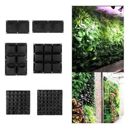 Planters & Pots 4 9 25 72 Pocket Vertical Garden Wall Plant Grow Bags Planting Black Hanging Planter Tools Fabric Flower Indoor Home Jardin