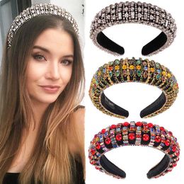 Luxury Rhinestone Headbands Hair Accessories for Women Girl Padded Hairbands Colourful Crystal Dance Party Baroque Head Piece X0722