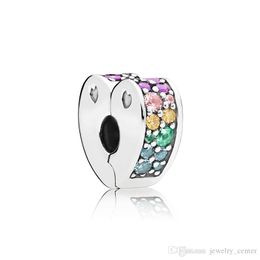 Neue Ankunft 925 Sterling Silber Charms Original Box für Pandora Multi-Colored Arc of Love Clip Kristalle Armband DIY Zubehör