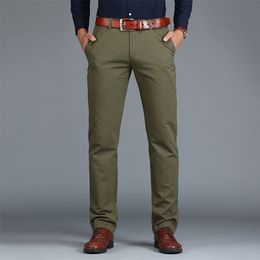 Men's Pants Straight Loose Casual Trousers Large Size Cotton Fashion Men's Business Suit Pants Green Brown Grey 211201