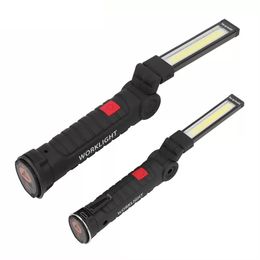 2022 new Portable COB Flashlight Torch USB Rechargeable LED Work Light Magnetic COB lanterna Hanging Lamp For Outdoor Camping
