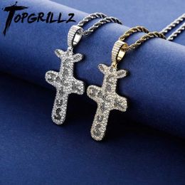 TOPGRILLZ Cactus Jack Pendant &Necklace Iced Cubic Zircon Plated Gold Silver Color Hip Hop Jewelry For Men Women X0707