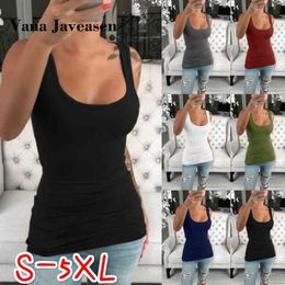 Vana Javeasen Women Tank Tops Vest Ladies Summer Casual Elastic Cotton U Neck Tank SleevelSlim Vest Tops S-5XL Under $5 X0507