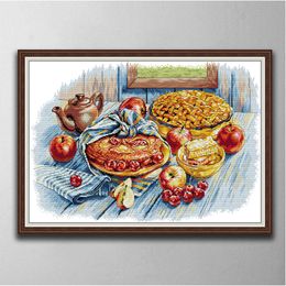 Apple Cherry Pie home decor paintings ,Handmade Cross Stitch Craft Tools Embroidery Needlework sets counted print on canvas DMC 14CT /11CT