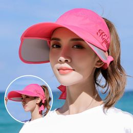 Outdoor Hats Women's Sun Visor Wide Elastic Golf Hat Breathable Sweat Absorbent Cap Empty Top Leisure UV Protect