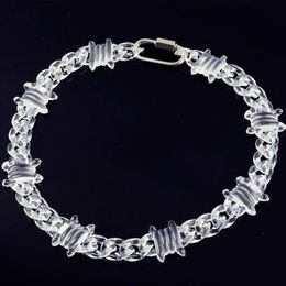 Punk Transparent Acrylic Chain Lock Necklace For Men Women Resin Clear Spike Collar Pendant Fashion Jewellery Chains