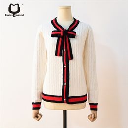 women bowtie pure Colour sweater -L1178 210914