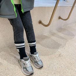 Jeans 2021 Winter Children's Wear Girls' Black Tight Plush Elastic Leggings Trouser 2-360