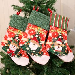 Large Size LED Light Christmas Stocking Xmas Socks Decorations Children Candy Gifts Bag