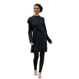 Swim Wear Black Swimming Suit For Burkini Muslim Fashion Swimwear Women Swimsuit Long Sleeve Three-Piece Set