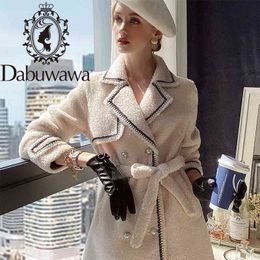 Dauwawa Women Wool Fur Coat Long Sleeve Buttons Autumn Winter Female Warm Overcoat Fashion Soft Ladies Long Coats DT1DFR020 210520