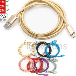 2.1A Unbroken Metal nylon Braid Type C Micro USB Cables cable Charger Lead For Samsung S20 S20plus S9 S8 S7 s6 edge & Android 1M 3FT/2M6FT/3M 10FT