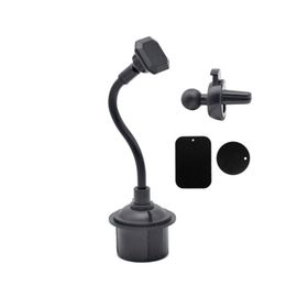 2in1 Universal Adjustable Gooseneck Cup Holder Cradle Car Air Vent Phone Magnetic Mount Stand For Smart Cell Mounts & Holders