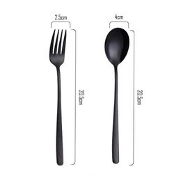 304 stainless steel Korean spoon fork plated with Coloured long handle dining spoon upscale restaurant