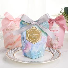 wedding guest souvenirs Australia - Gift Wrap Box Small Paper Bag Candy Wedding Guest Cookie Box  Thank You Birthday Souvenirs Decoration