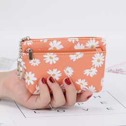 Cute Daisy flower Wallets Small Leather Coin Purse Zipper Women Card Bag For Women Card Holder Ladies Purse Money Clip Wallet