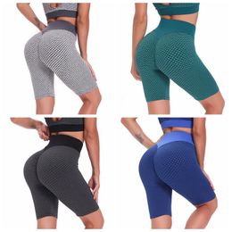 Fitness Leggings Yoga Pants High Waist Sports Shorts Honeycomb Fifth Pant Push Up Women Sexy Peach Buttock Tights Mention Hip Exercise Tight WMQ1262