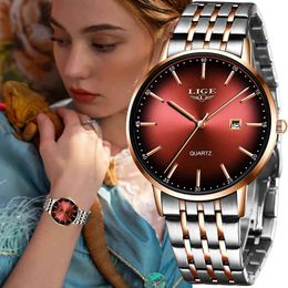 2020 Lige Luxury Ladies Women Watch Waterproof Rose Gold Steel Strap Women Wristwatch Top Brand Bracelet Clocks Relogio Feminino Q0524