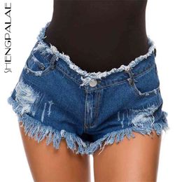 high waist denim shorts women's summer ripped distressed super nightclub sexy short jeans female 5C539 210427