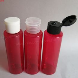 24 x 100ml Red PET Cream Plastic Lotion and Cosmetic Packaging 100cc Makeup Container with Flip Off Cap