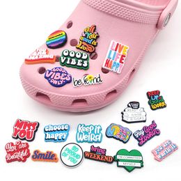 Soft Rubber Inspirational Phrases Shoe Decoration Charm Buckle Accessories Jibitz for Croc Charms Clog Decor Pins Buttons Decor