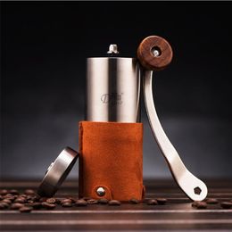 Stainless Steel Manual Coffee Grinder With Store Bag Portable Hand Mill ware Beans Pepper Grain Cafe 210423
