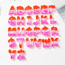 55%off 26 letters Sensory fidget poppers key ring Alphabet shape push board keychain finger puzzle charm tie dye rainbow