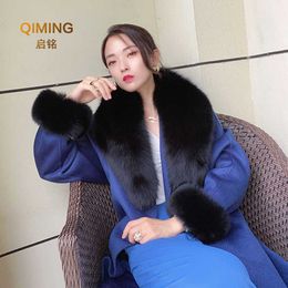 Winter Real Fur Collar Scarves Women Natural Black Fur Cuffs Arm Sleeve Female Accessories Luxury Fur Scarf Cuff One Set H0923