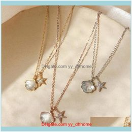 & Pendants Jewelryocean Series Net Red Sterling Shell Starfish Pendant Necklaces High-Level Sense Of Simplicity Female Clavicle Drop Deliver