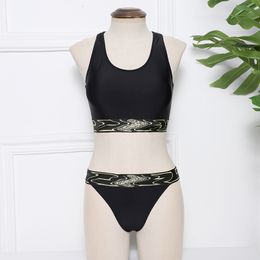 Vsc Brand Women's Sexy Black Triangle Sports Two Piece Swimsuit