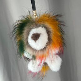 Wool Simba Lion Bag Pendant Mink Real Doll Luxury chain Fur Buckle Key Chains