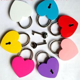 Creative Alloy Heart Shape Key Padlock Mini Archaize Concentric Lock Vintage Old Antique door locks With Keys New Pure Color