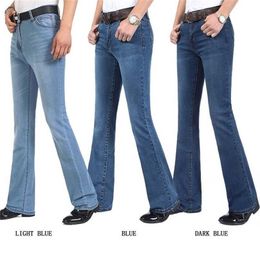 Men's High Quality Business Casual Boot Cut Jeans Mid Waist Flares Semi-Flared Bell Bottom Pants Plus Size 27-38 211111