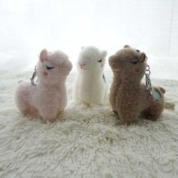Soft Cotton Standing Alpaca Toys Stuffed Plush Doll Key Chain Rainbow Horse Camel Animals Keychains Women Bags Charms Gifts G1019