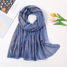 European Fashion Popular Bronzing Dandelion Printed Scarf Luxury Glitter Shawl Elegant Autumn Winter Warm TR Cotton Scarf