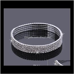 Anklets Jewelry 4-Row Four Rows Sparkly Crystal Rhinestone Stretch Cz Tennis Ankle Chain Sexy Anklet Bridal Wedding Access