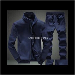 Men'S Tracksuits Apparel Mens Autumn Sport Tracksuit Pattern Print Jogger Sweatsuits Suits Long Sleeved Jacket Pants Active Sets R7Wuq