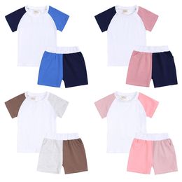 kids pajamas Sets For Children Tracksuits Contrast Color Shorts set Girls clothing Boys kid Outfits M3495-1