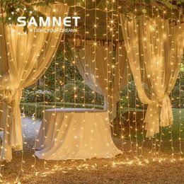 3x1/3x2/3x3 LED Christmas Garland Fairy Lights String Lights For Curtains/Home/Bedroom Decoration Outdoor Light Holiday Lights 211109