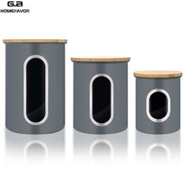 3 Pcs Storage Box Bin Set Snack Canister Container Coffee Bean Tea Sugar Bucket Kitchen Food Organization Jar Big Size