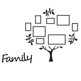 Wall Stickers 1 Set Of Picture Frame Tree Sticker Creative Decal 3D (Black)