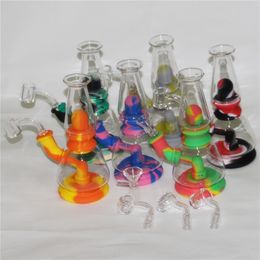 Assemble water pipes silicone smoking hookah with glass bowls/quartz banger nails tobacco bubbler pipe dab rig