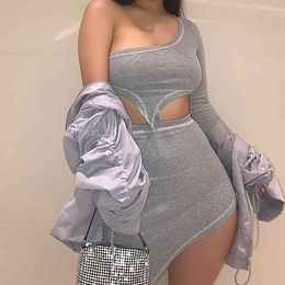 XLLAIS Women Cotton Spandex 2020 Women sets Summer nee arrived sexy and club o-nick grey two pieces women sets X0428