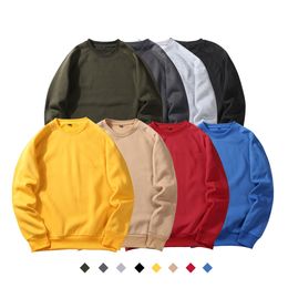 15+ colors Solid Sweatshirts Men Spring Autumn Velvet Long Sleeve Mens Sweatshirt Casual Thick Warm Oversize Male Pullover 210524