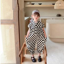 Girls summer Dot Loose Jumpsuits Children fashion casual sleeveless O-neck Thin Rompers Clothes 210615