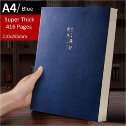 Super Thick Notepad Students Notebook Retro Colors Stationery 416 Pages Pu Cover Horizontal Line School Supplies Notepads