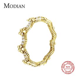 Stackable Fashion Daisy Gold Color Finger Classic Vintage Rings Real Ring For Women Wedding Charm Jewelry 210707